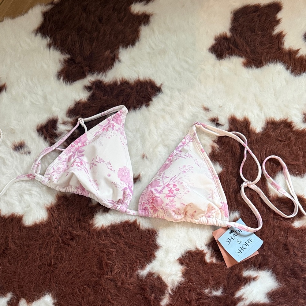 Shade & Shore Light Pink Floral Bikini Top
